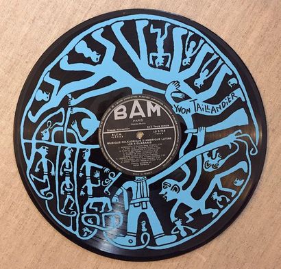 null CUTTING Yvon Silkscreen print on vinyl disc, signed "danse bleue" justified...