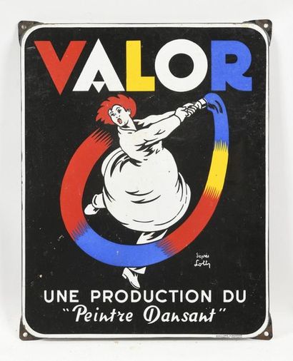 null VALOR " Une Production du Peintre Dansant " : Enamelled plate flat ear illustrated...