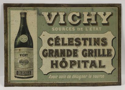 null VICHY « Célestins Grande Grille Hôpital » : Tôle lithographiée embossée. Patine...