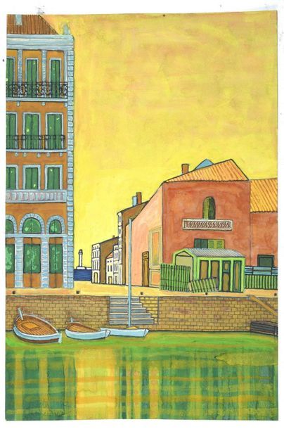 null Pierre CHARBONNIER (1897-1978) Canal à Sète, 1972, XI Watercolor signed, dated...