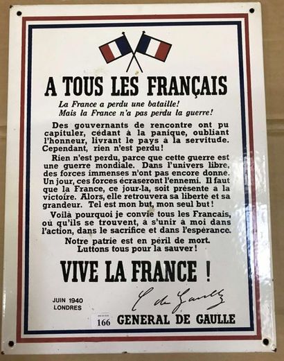 null APPEL DU 18 JUIN : Version émaillée moderne du discours du Général De Gaulle....