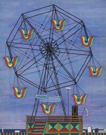 null Pierre CHARBONNIER (1897-1978) The big wheel, 46 x 35 cm. Plane tree (1), 32...