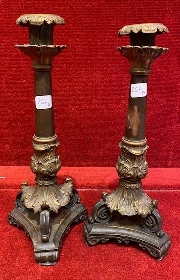 null Pair of bronze and metal candle holders