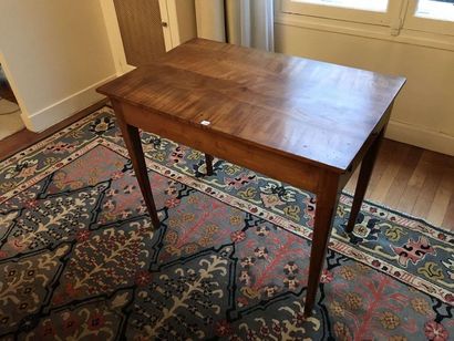 null Rectangular table in natural wood opening to a side drawer