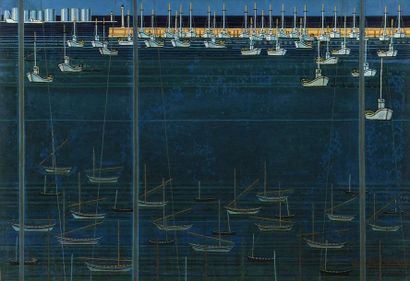null Pierre CHARBONNIER (1897-1978) Fenêtre sur un port, 1975-76 Huile sur toile...