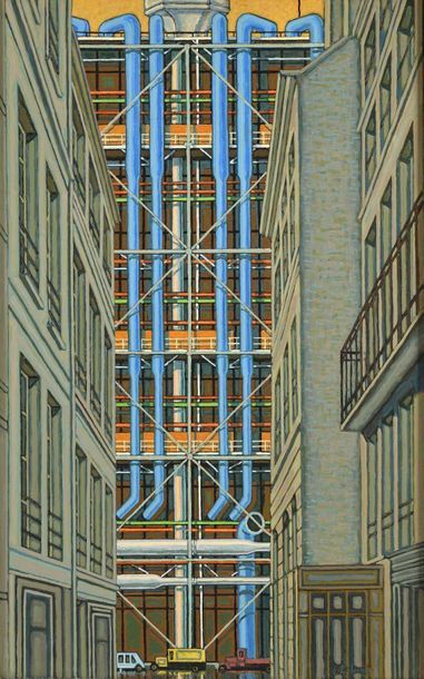 null Pierre CHARBONNIER (1897-1978) Le Centre Pompidou - VIII, 1978 Huile sur toile...