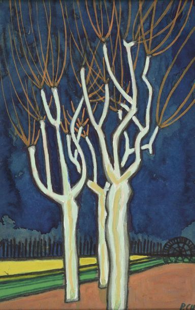 null Pierre CHARBONNIER (1897-1978) Plane trees IV Watercolour monogrammed on the...