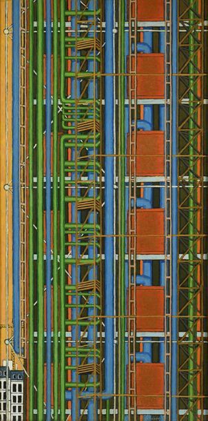 null Pierre CHARBONNIER (1897-1978) Centre Pompidou, Beaubourg, 1977 Oil on canvas...