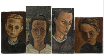 null Pierre CHARBONNIER (1897-1978) Suite of four portraits of children Oil on canvas...