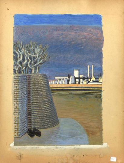 null Pierre CHARBONNIER (1897-1978) Le port Le petit Rhône, situé en bas à droite....