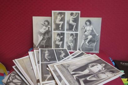 null Lot of 37 erotic and miscellaneous photographs, mainly "turn of the century...