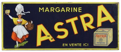 null ASTRA Margarine: Flat enamelled plate with edges. Alsatian enamel Strasbourg,...
