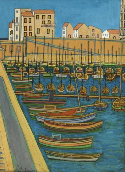 null Pierre CHARBONNIER (1897-1978) Le port de Sète Aquarelle signée en bas à gauche....