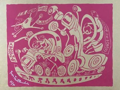 null Yvon TAILLANDIER (1926-2018) Automachie violet, 2018 Silkscreen on Kraft paper...