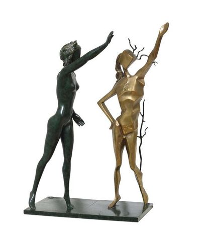 null Salvador DALI (1904-1989) Tribute to Terpsichore Bronze with green and gold...