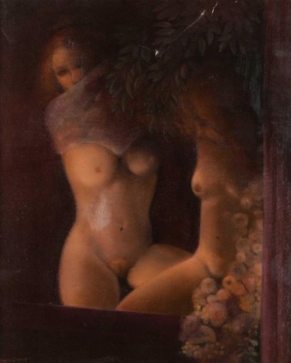 null HAUTERIVES, (XX-XXIème siècle) Black window, 1972 Huile sur toile, titrée, contresignée...