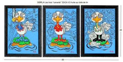 null Dominique DORLA (1973) Les trois canards, 2019 Huile sur toile de lin, signée...