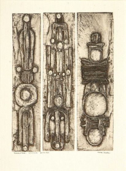 null Pierre COURTIN Augustule. 1965 Engraving on zinc, in three vertical parts. State...