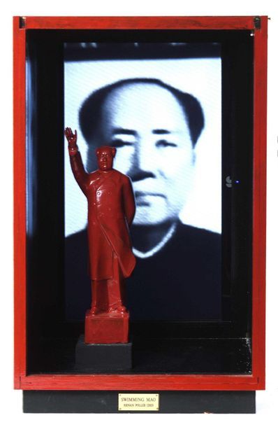 null Renan POLLES (1943-2019) Swimming Mao, 2015 Sculpture peinte, téléviseur dans...