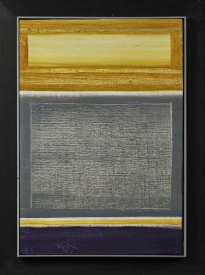 null Robert WOGENSKY (1919-2009) Violet, grey, yellow, 2000 Oil on canvas, signed...