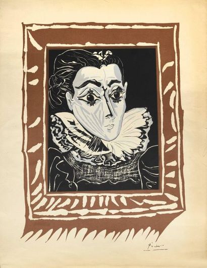 null Pablo PICASSO (1881-1973) d’après La dame à la collerette (Portrait de Jacqueline),...