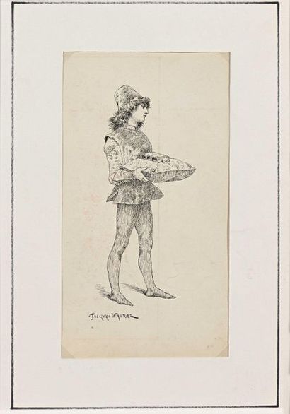 null Jacques WAGREZ (1850-1908) The Ink on Paper page. 21,5 x 11,8 cm