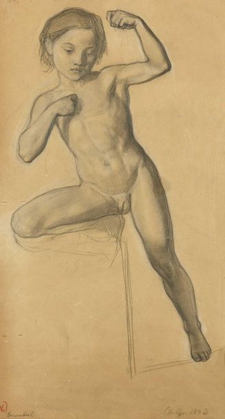 null Christian GRIEPENKERL (1839-1916) Etude de Jeune garçon, 1863 Pencil on paper,...