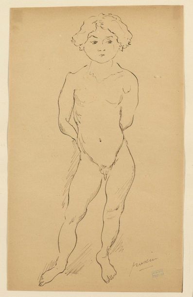 null Jules PASCIN (1885-1930) Study of a young man Ink on paper, signed lower right....