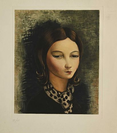 null Moïse KISLING (1891-1953) Nelly 1931 Rotogravure, roulette, aquatint on Arches...