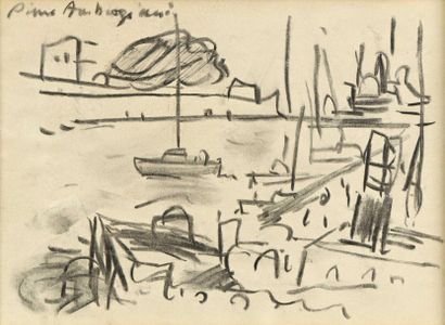 null Pierre AMBROGIANI (1907-1985) Port Fusain. Signed upper left. 15 x 20 cm