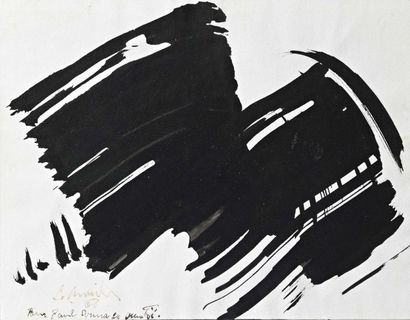 null Gérard SCHNEIDER (1896-1986) Composition abstraite Encre de Chine Signée et...