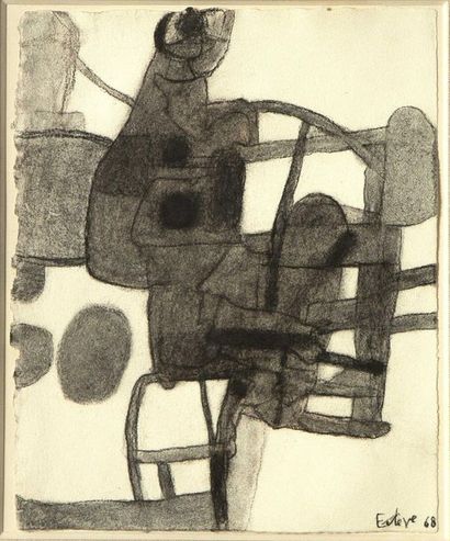 null Maurice ESTEVE (1904-2001) Java of Chairs, 1968 Charcoals signed and dated lower...