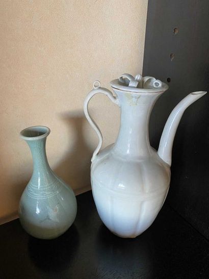 null Celadon coloured porcelain pot and vase