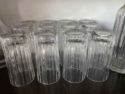 null BACCARAT glass serving set comprising: 12 orangeade glasses, 6 whisky glasses,...