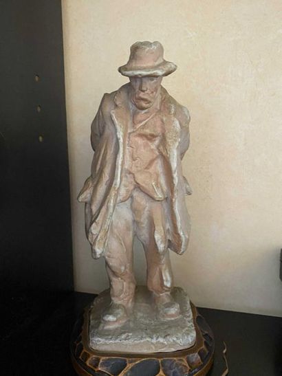 null Stoneware subject "Old man with a hat" signed E WITTMANN, Mougin Brothers in...