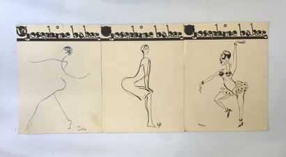null Suite de 10 dessins présentant Joséphine BAKER, dont quatre signés 

Encre sur...