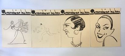 null Suite of 10 drawings showing Joséphine BAKER, four of which are signed 

Ink...