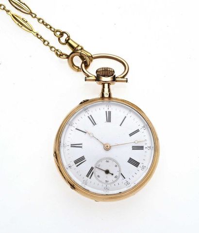 null 11 Pocket watch in 18K 750 thousandths yellow gold with mechanical movement.18K...