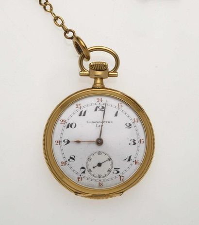 null 15 Lip Pocket watch in 18K 750 thousandths yellow gold with mechanical movement.18K...