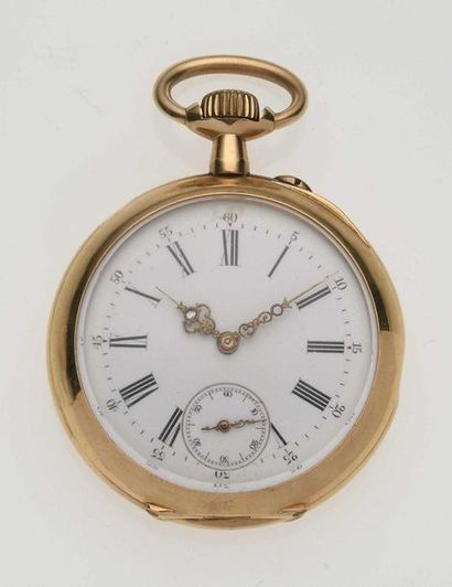 null 2 Pocket watch in 18K 750 thousandths yellow gold with mechanical movement.18K...