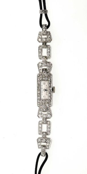 null 32 Ladies' city watch in 18K white gold 750 thousandths and platinum 850 thousandths...