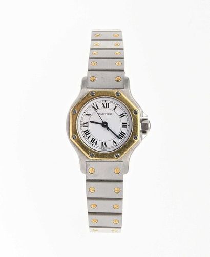 null 47 Cartier - Santos octagonal Ladies' watch in 750-thousandths yellow gold and...