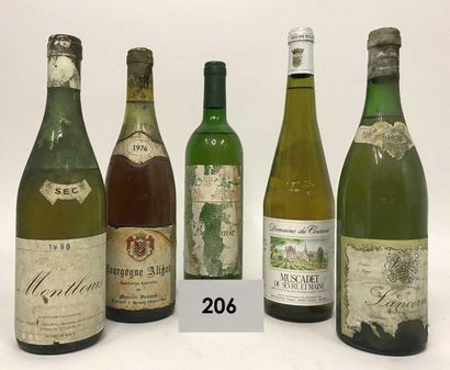null 5 Ends. Batch of 5 bottles: Montlouis Sec 1980 + Sancerre 1976 + Muscadet de...