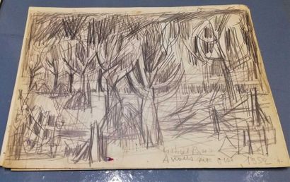 null PARIS Gabriel Auvers-sur-Oise 1952 graphite on paper. Signed, titled and dated...