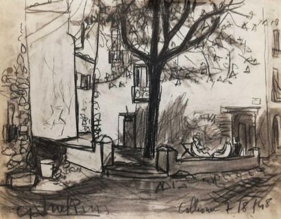 null PARIS Gabriel Colliour 1948 Charcoal on paper. Signed and dated lower left....