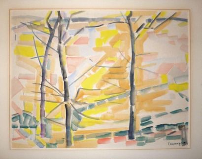 null LAGRANGE Jacques. 1953. Gouache and ink on paper, Signed lower right. 50 x 65...