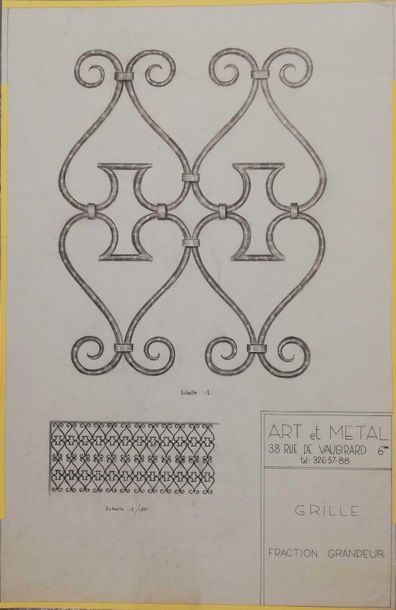 null POILERAT Gilbert Art and Metal. Grid fraction size Preparatory pencil drawing...