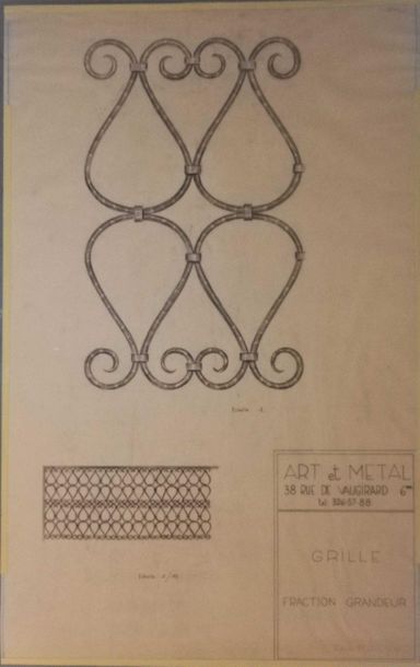 null POILERAT Gilbert Art and Metal. Grid fraction size Preparatory pencil drawing...