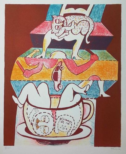 null WEISS Hugues 1971. Lithography. Signed lower right, dated 1971. numbered on...