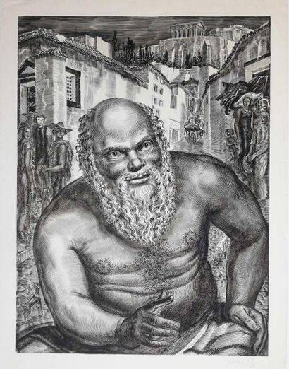 null DECARIS Albert Socrate 1952 Original etching signed lower right, numbered out...